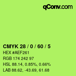 Color code: CMYK 28 / 0 / 60 / 5 | qconv.com
