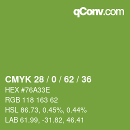 Color code: CMYK 28 / 0 / 62 / 36 | qconv.com