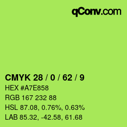 颜色代码: CMYK 28 / 0 / 62 / 9 | qconv.com