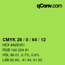 Color code: CMYK 28 / 0 / 64 / 12 | qconv.com