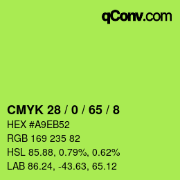 カラーコード: CMYK 28 / 0 / 65 / 8 | qconv.com