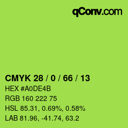 颜色代码: CMYK 28 / 0 / 66 / 13 | qconv.com