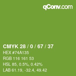 Color code: CMYK 28 / 0 / 67 / 37 | qconv.com