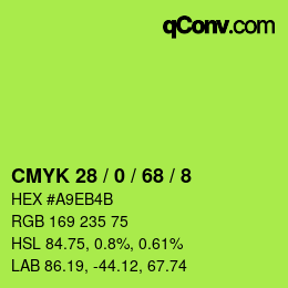 カラーコード: CMYK 28 / 0 / 68 / 8 | qconv.com