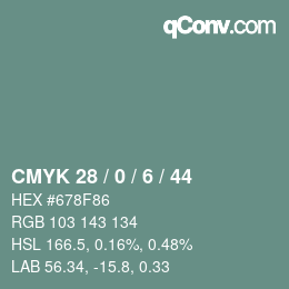 颜色代码: CMYK 28 / 0 / 6 / 44 | qconv.com