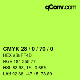 颜色代码: CMYK 28 / 0 / 70 / 0 | qconv.com