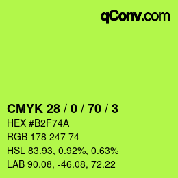 Color code: CMYK 28 / 0 / 70 / 3 | qconv.com
