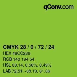 Color code: CMYK 28 / 0 / 72 / 24 | qconv.com