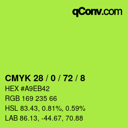 カラーコード: CMYK 28 / 0 / 72 / 8 | qconv.com