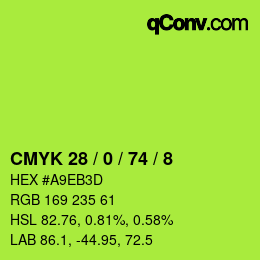 Farbcode: CMYK 28 / 0 / 74 / 8 | qconv.com