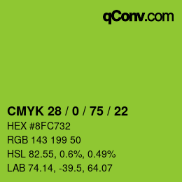 Color code: CMYK 28 / 0 / 75 / 22 | qconv.com