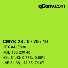 カラーコード: CMYK 28 / 0 / 79 / 10 | qconv.com