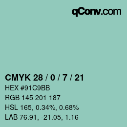 Color code: CMYK 28 / 0 / 7 / 21 | qconv.com