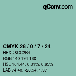 カラーコード: CMYK 28 / 0 / 7 / 24 | qconv.com
