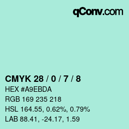 カラーコード: CMYK 28 / 0 / 7 / 8 | qconv.com