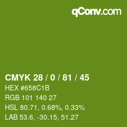 Color code: CMYK 28 / 0 / 81 / 45 | qconv.com