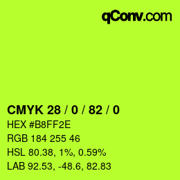 Color code: CMYK 28 / 0 / 82 / 0 | qconv.com