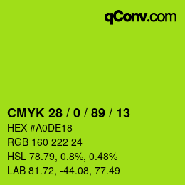 Farbcode: CMYK 28 / 0 / 89 / 13 | qconv.com
