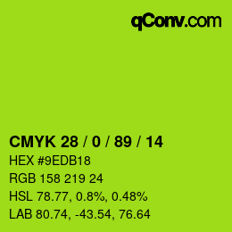 Color code: CMYK 28 / 0 / 89 / 14 | qconv.com
