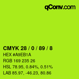 颜色代码: CMYK 28 / 0 / 89 / 8 | qconv.com