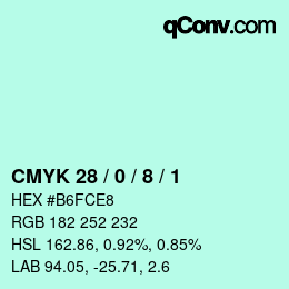 カラーコード: CMYK 28 / 0 / 8 / 1 | qconv.com
