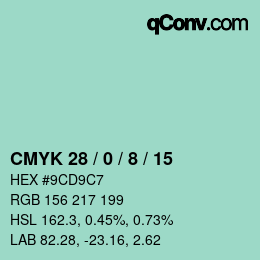 Color code: CMYK 28 / 0 / 8 / 15 | qconv.com