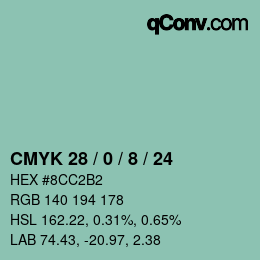 カラーコード: CMYK 28 / 0 / 8 / 24 | qconv.com