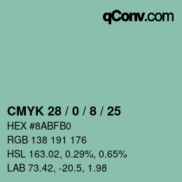 Color code: CMYK 28 / 0 / 8 / 25 | qconv.com