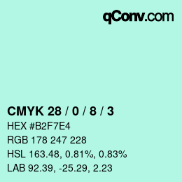 カラーコード: CMYK 28 / 0 / 8 / 3 | qconv.com