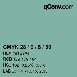 カラーコード: CMYK 28 / 0 / 8 / 30 | qconv.com