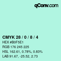 カラーコード: CMYK 28 / 0 / 8 / 4 | qconv.com