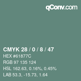 Color code: CMYK 28 / 0 / 8 / 47 | qconv.com