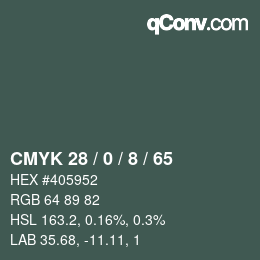 颜色代码: CMYK 28 / 0 / 8 / 65 | qconv.com