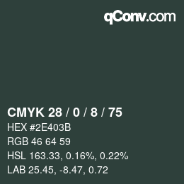 Color code: CMYK 28 / 0 / 8 / 75 | qconv.com