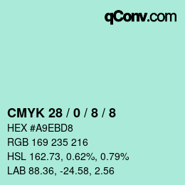 カラーコード: CMYK 28 / 0 / 8 / 8 | qconv.com