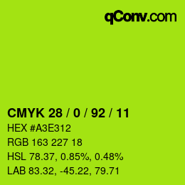 Color code: CMYK 28 / 0 / 92 / 11 | qconv.com