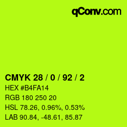 カラーコード: CMYK 28 / 0 / 92 / 2 | qconv.com