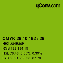 Color code: CMYK 28 / 0 / 92 / 28 | qconv.com