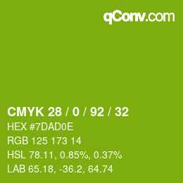 Color code: CMYK 28 / 0 / 92 / 32 | qconv.com