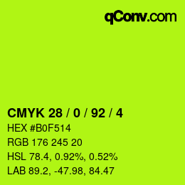 Color code: CMYK 28 / 0 / 92 / 4 | qconv.com