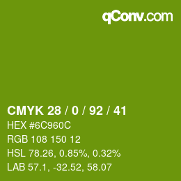 Color code: CMYK 28 / 0 / 92 / 41 | qconv.com