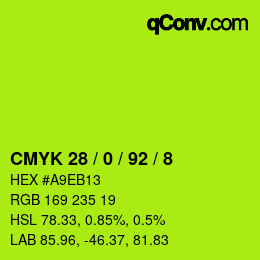 Color code: CMYK 28 / 0 / 92 / 8 | qconv.com