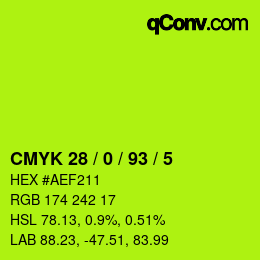 Color code: CMYK 28 / 0 / 93 / 5 | qconv.com