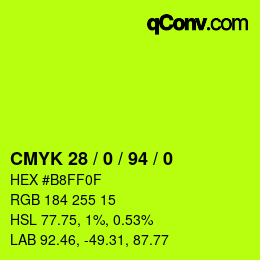 颜色代码: CMYK 28 / 0 / 94 / 0 | qconv.com