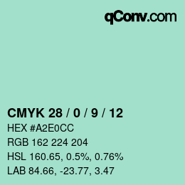 カラーコード: CMYK 28 / 0 / 9 / 12 | qconv.com