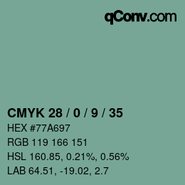 Farbcode: CMYK 28 / 0 / 9 / 35 | qconv.com