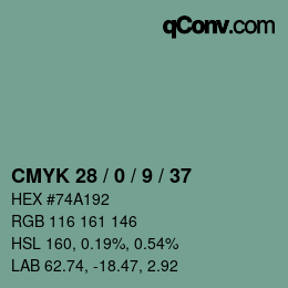 Color code: CMYK 28 / 0 / 9 / 37 | qconv.com