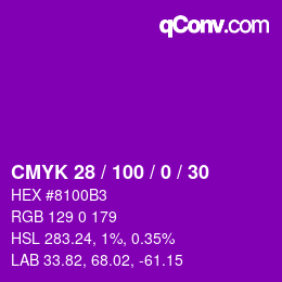 Color code: CMYK 28 / 100 / 0 / 30 | qconv.com