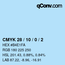 カラーコード: CMYK 28 / 10 / 0 / 2 | qconv.com