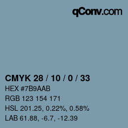 Color code: CMYK 28 / 10 / 0 / 33 | qconv.com